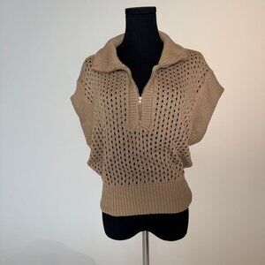 TAN/LIGHT BROWN Crochet Sweater Top